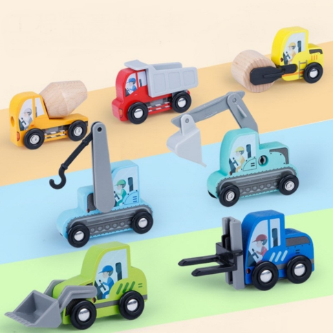 Деревянный сюжетно-ролевой набор 7 игрушечных машинок «Строительная техника»  фото 8